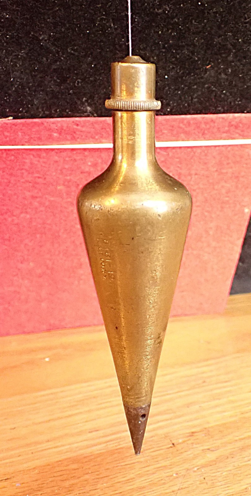 ANTIQUE⌛K&E 12.0 Oz Brass Cone PLUMB BOB🛠️Threaded Top🛠️Steel Tip🛠️ 1