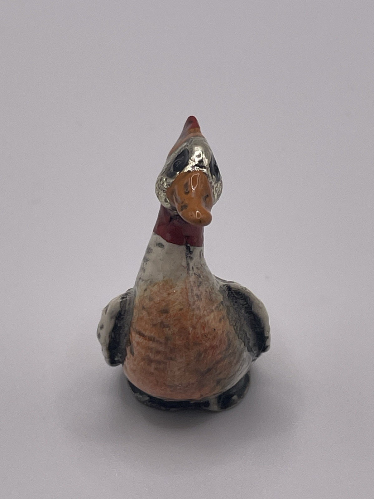 UNIQUE Vintage Pewter Hand Painted Duck Figurine, Pewter Image Multicolor
