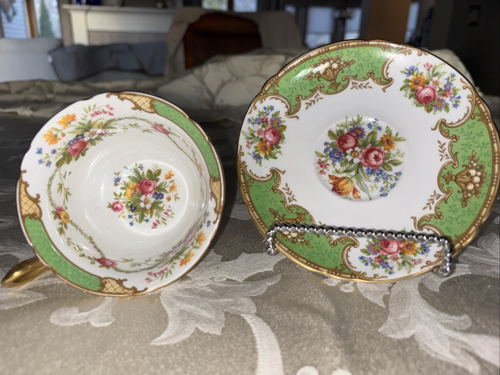 Shelley England Duchess Fine Bone Footed China Cup & Saucer Green