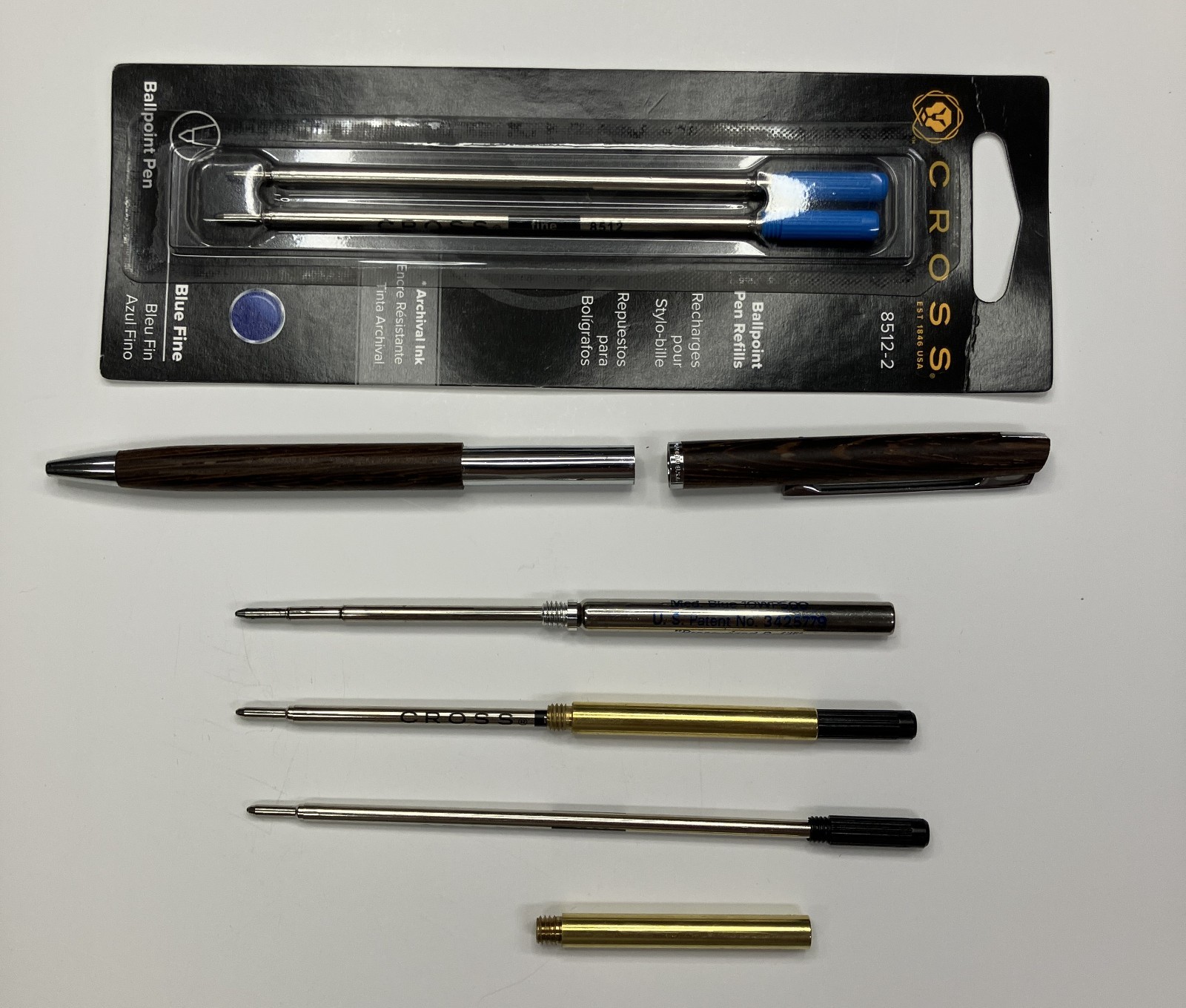 Hallmark Wood Pen adapter for a standard Cross ink pen refill