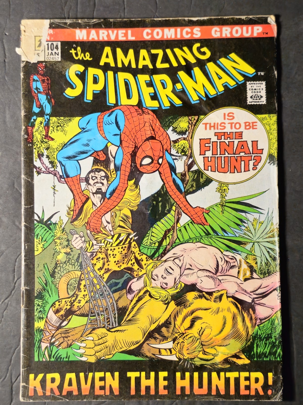 Amazing Spider-Man #104 Marvel 1972 Kraven Ka-Zar Appearance Gil Kane MCU