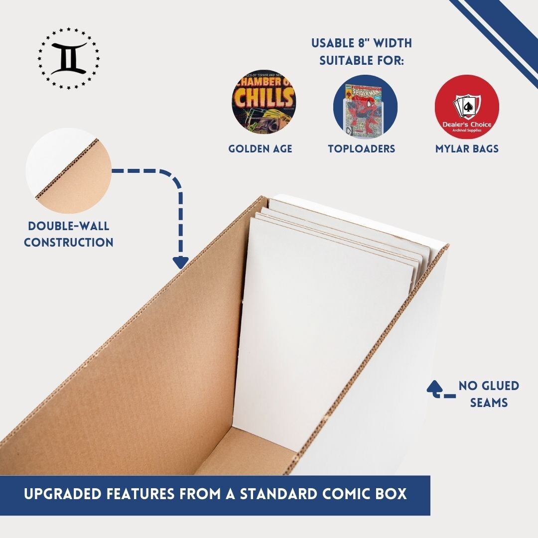 GEMINI Thick-Grip Short Comic Storage Box with Lid (glue-free)