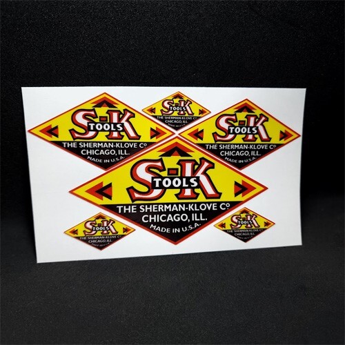 SK TOOLS 1940’s Vintage Style DECALS, 1.5 Inch, 3 Inch, 4.5 Inch Vinyl STICKERS