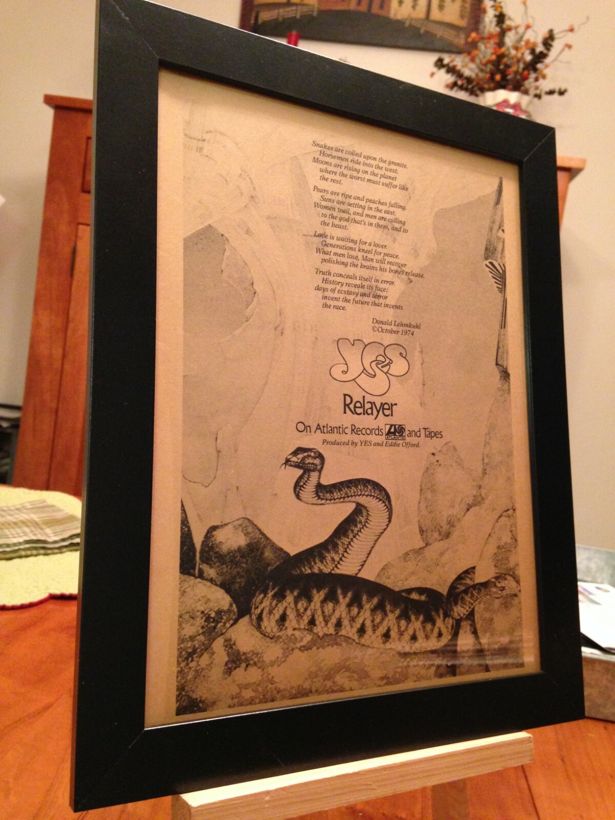 FRAMED ORIGINAL & RARE YES „RELAYER“ 1974 LP ALBUM CD PROMOTIONAL AD