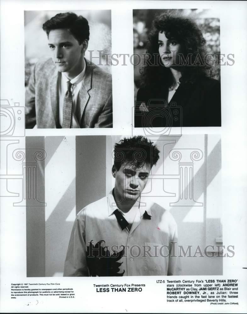 1987 Press Photo The starring cast members in „Less Than Zero.“ – lrp47577