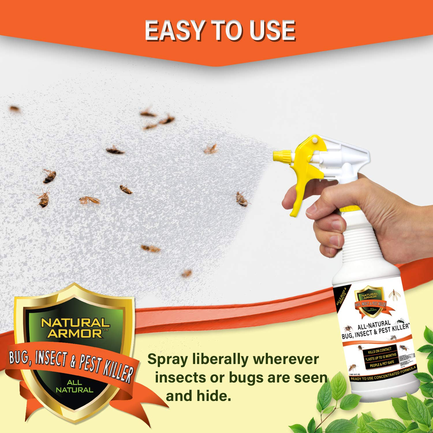 Natural Bug, Insect & Pest Killer & Control Including Fleas, Ticks, Ants, Spider