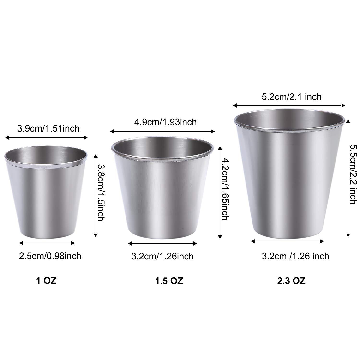 Stainless Steel Shot Cups 12-Pack 1-Ounce Tumblers for Drinking Durable Use