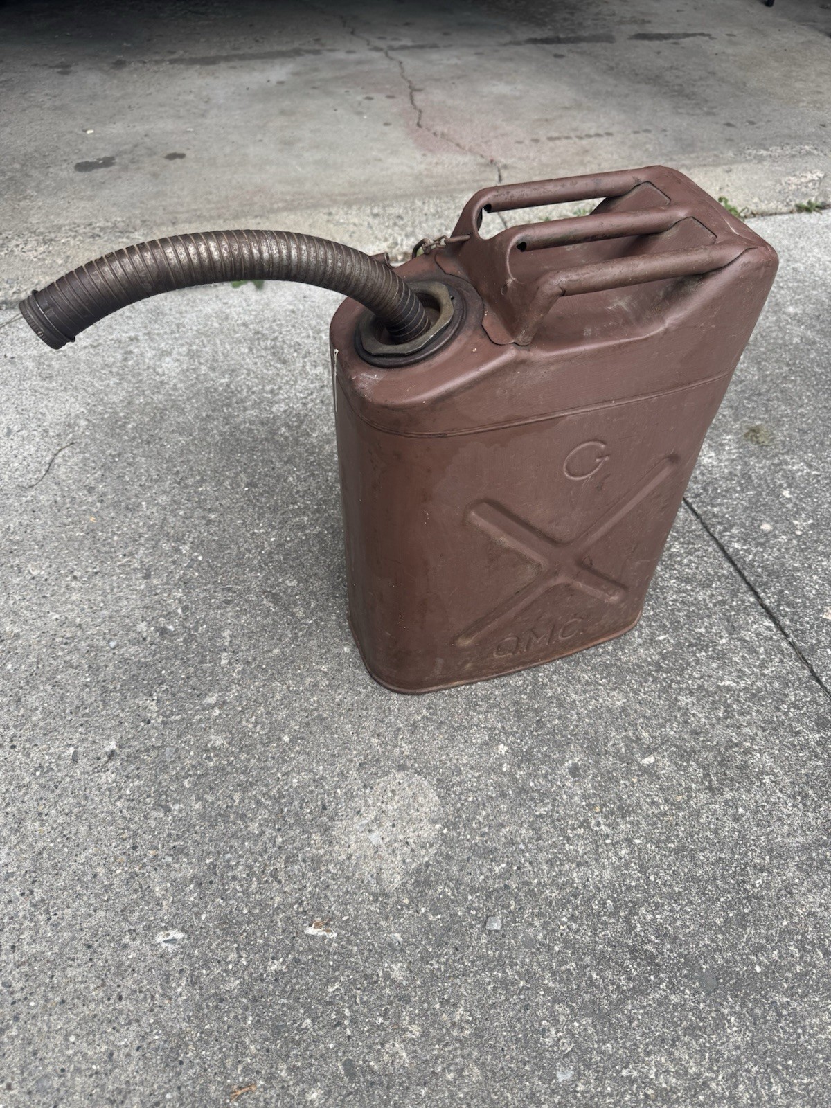 1951 US Military Jerry Can QMC Russakov Korean War Gas Can w/ Flexible Spout