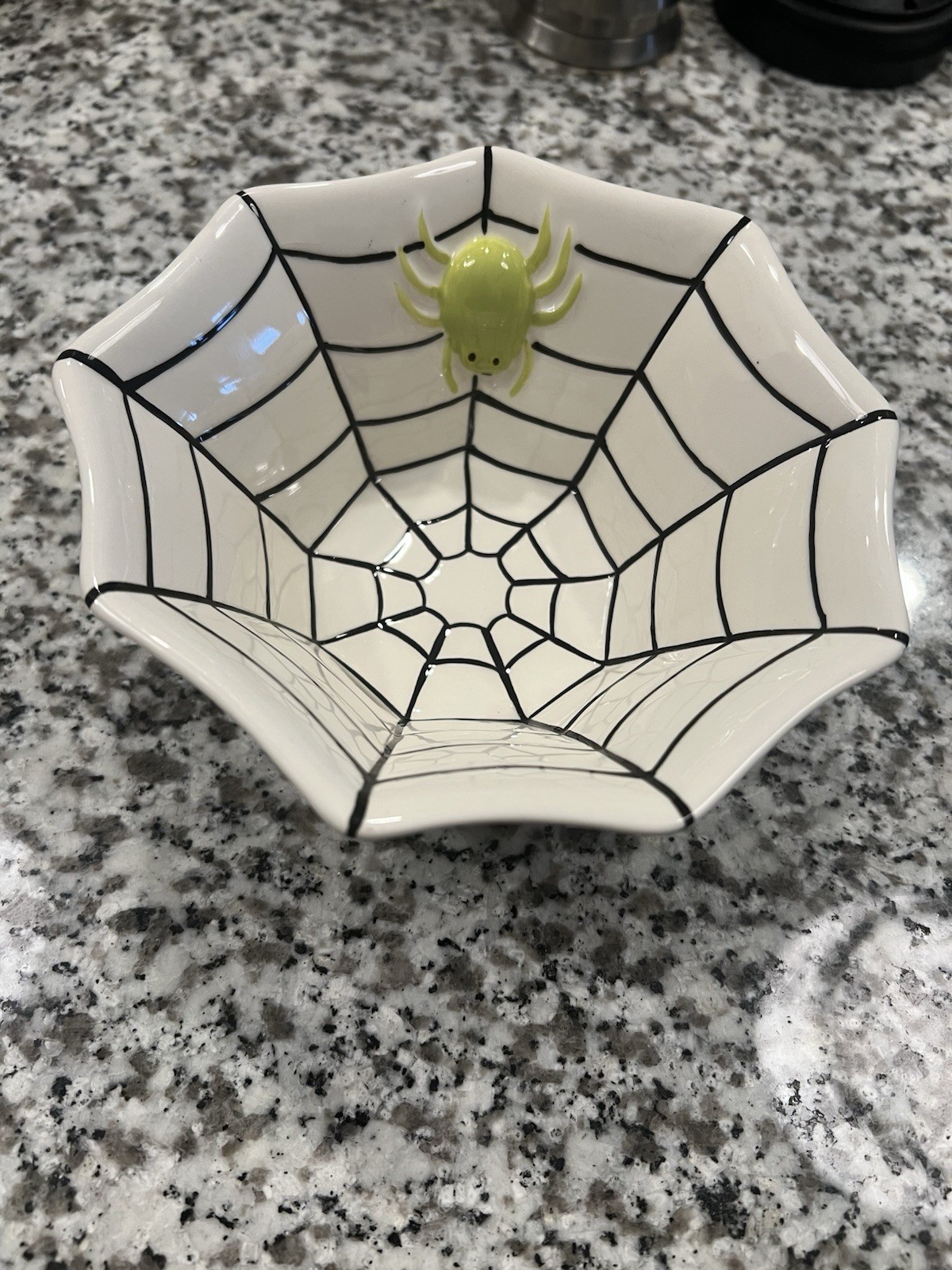 Ceramic Halloween Bowl With Raised Spider And Web Candy Dish, Lucerne N.A.