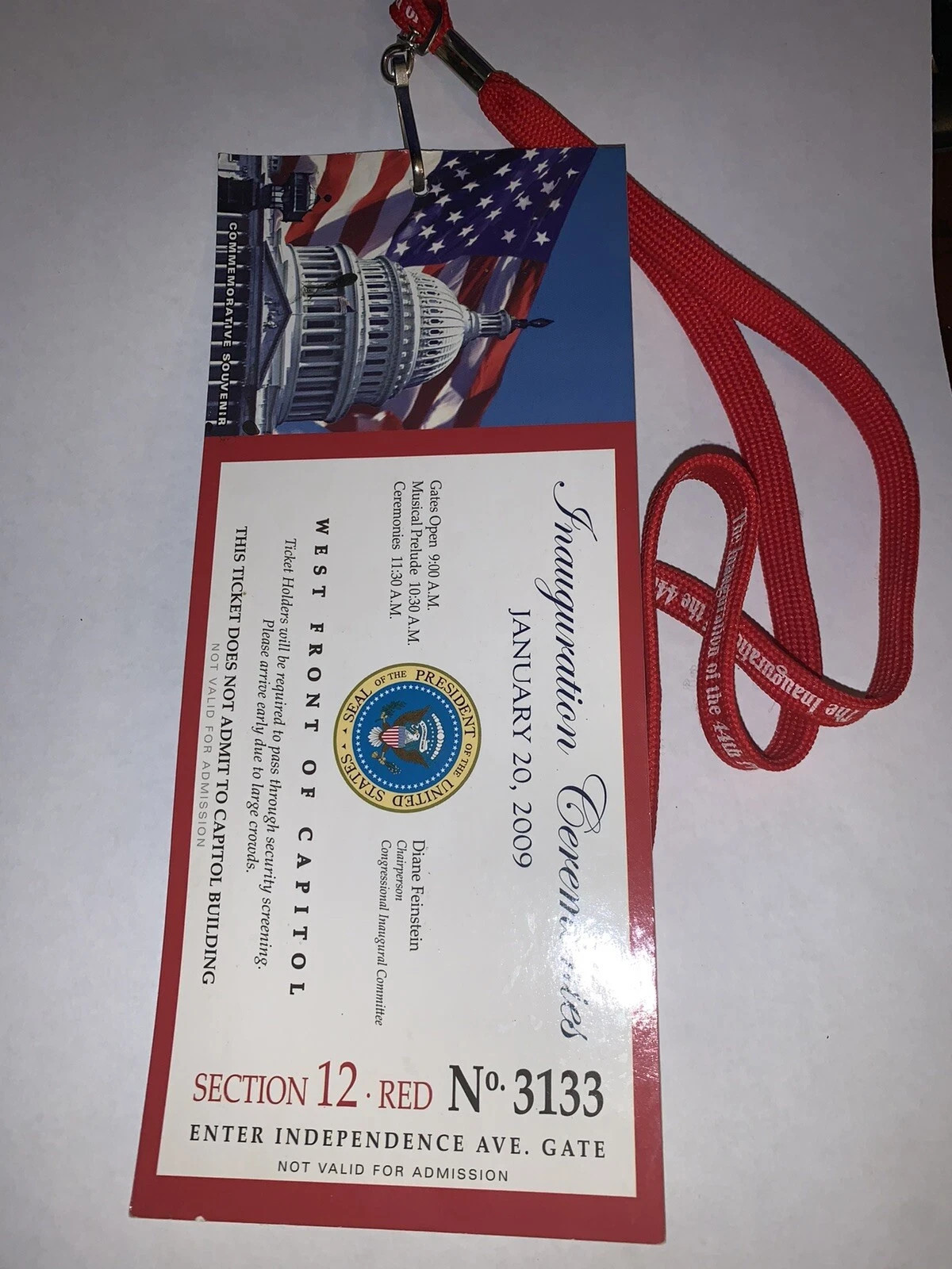 44th President Inauguration Ticket Barack Obama Michelle Presidential Center ’26