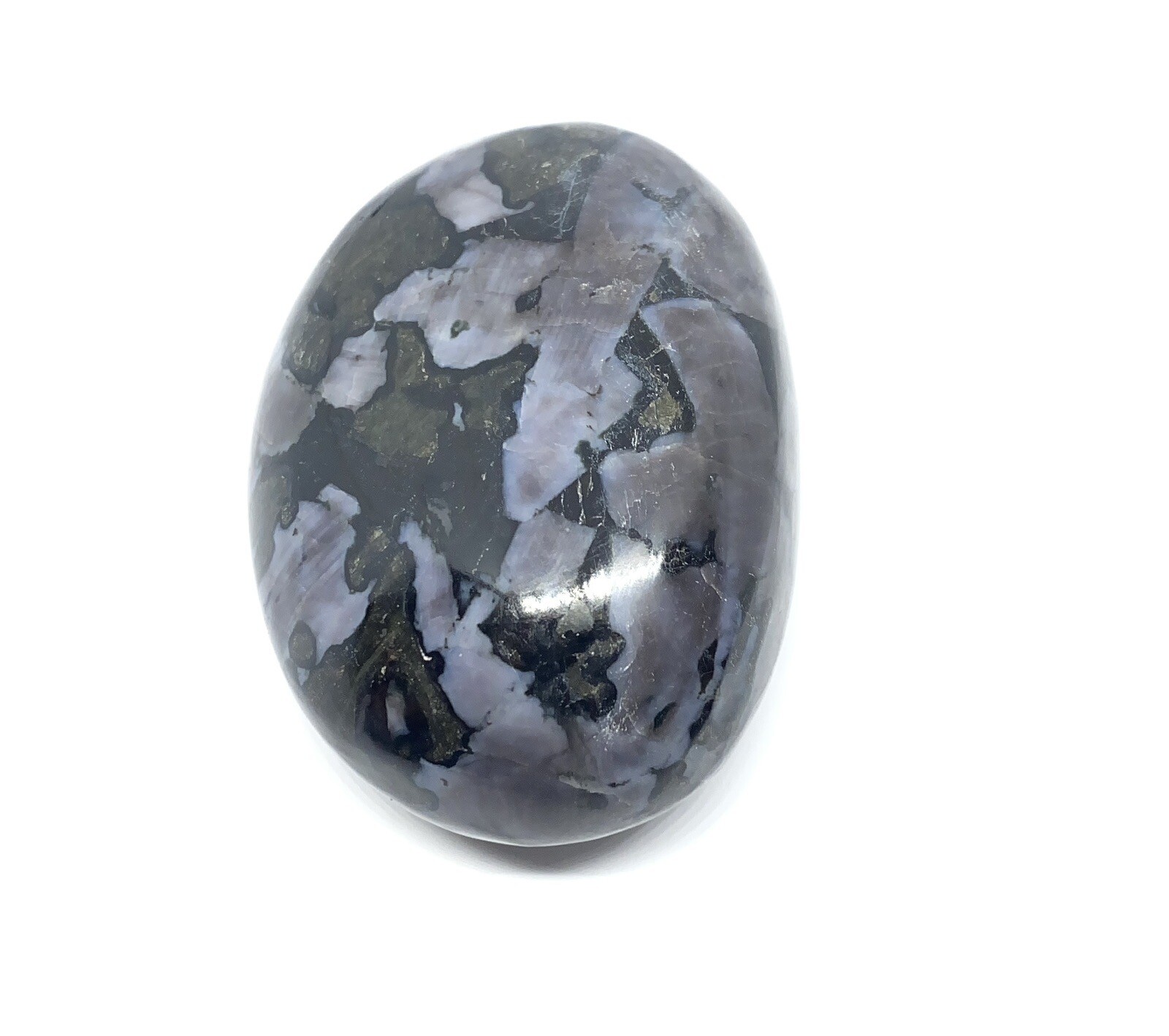 Indigo Gabbro (Mystic Merlinite) Palm Stone From Madagascar 181g Reiki