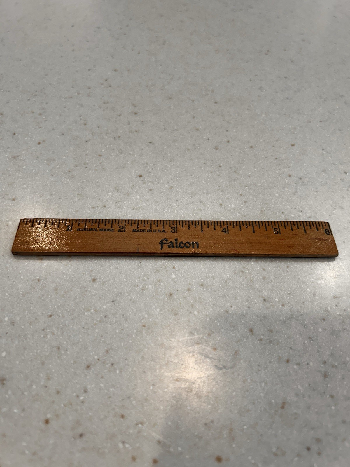 Falcon Wood Ruler Metal Edge Rare 6” + MM Auburn Maine USA Made ￼ Americana