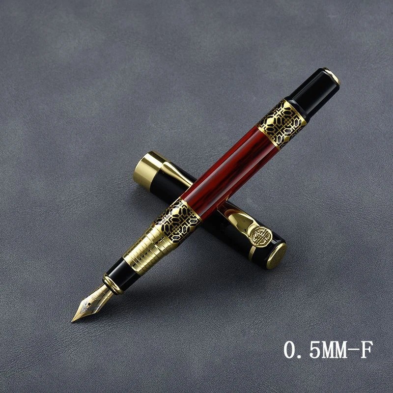 Retro Metal Fountain Pen Replaceable Ink Elegant Writing Gift Office School Pen
