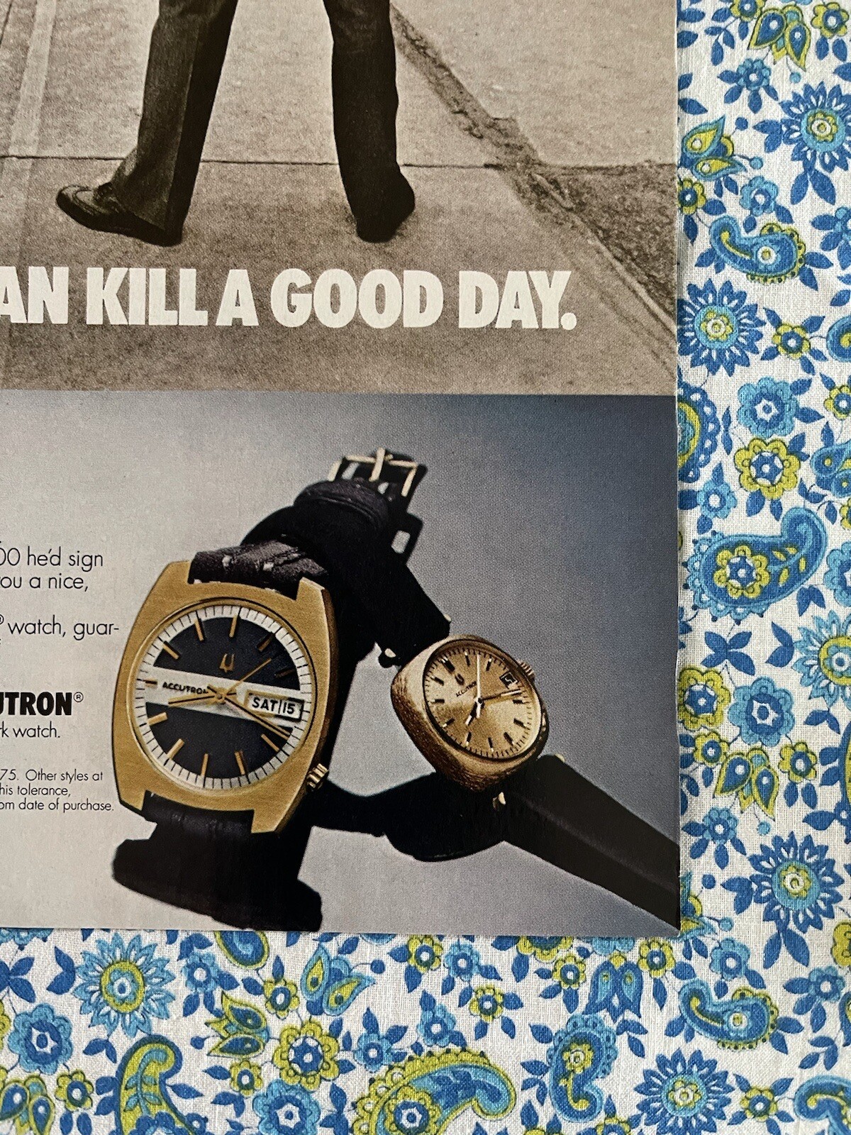 Vintage 1973 Bulova Accutron Print Ad Man Train A Bad Watch Can Kill A Good Day