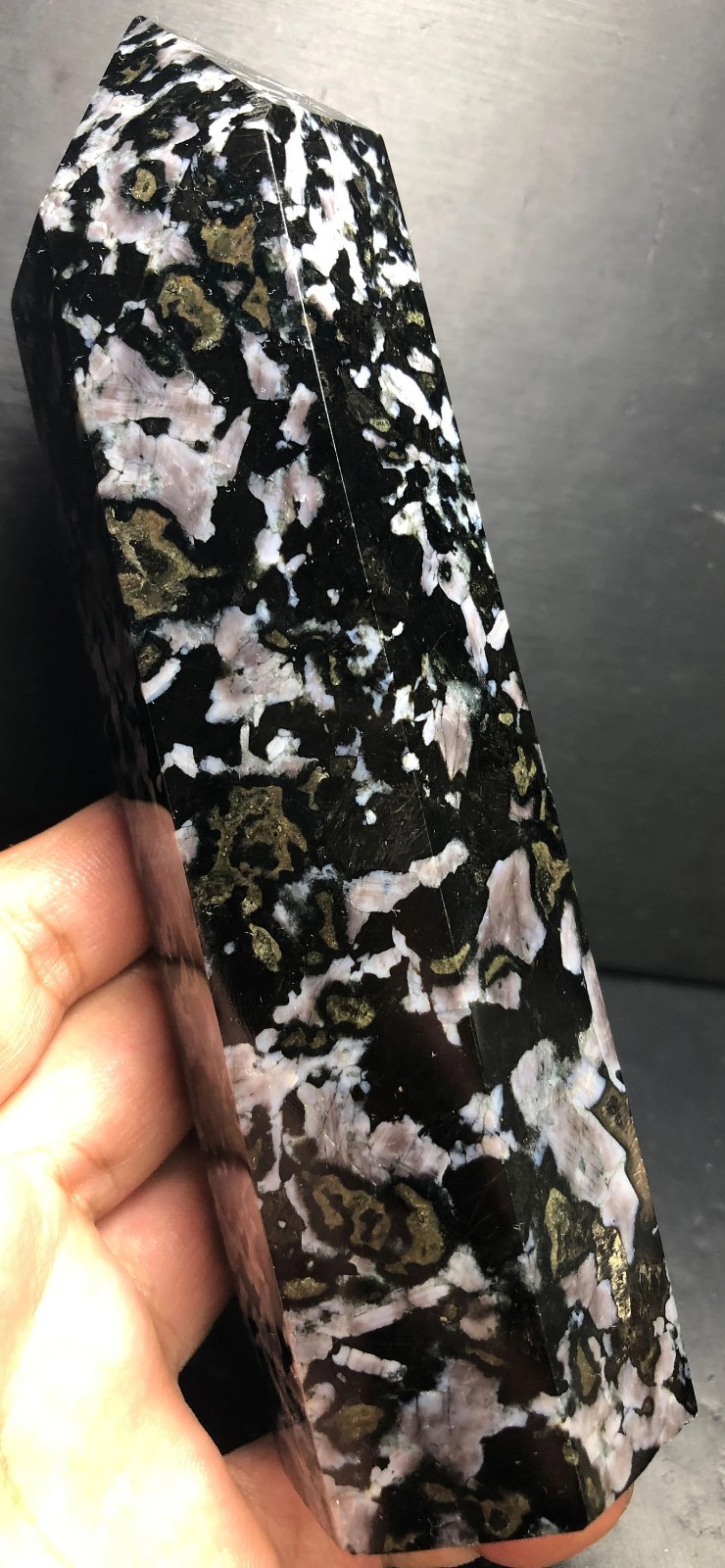 645g 162mm Indigo Gabbro Terminated Generator Mystic Merlinite Crystal Point