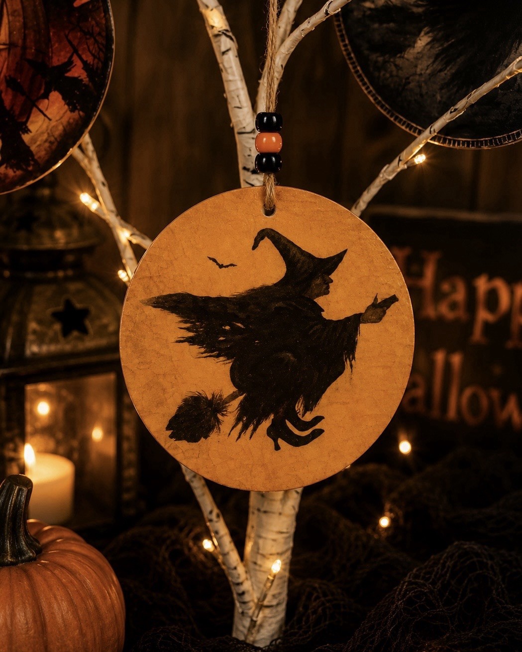 Bonnie Barrett Boardwalk Originals Hand Signed Halloween Tree Ornaments! 10 Set!