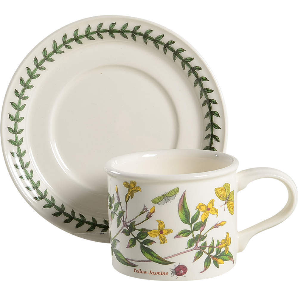 Portmeirion Botanic Garden Yellow Jasmine Drum Flat Cup & Saucer Set