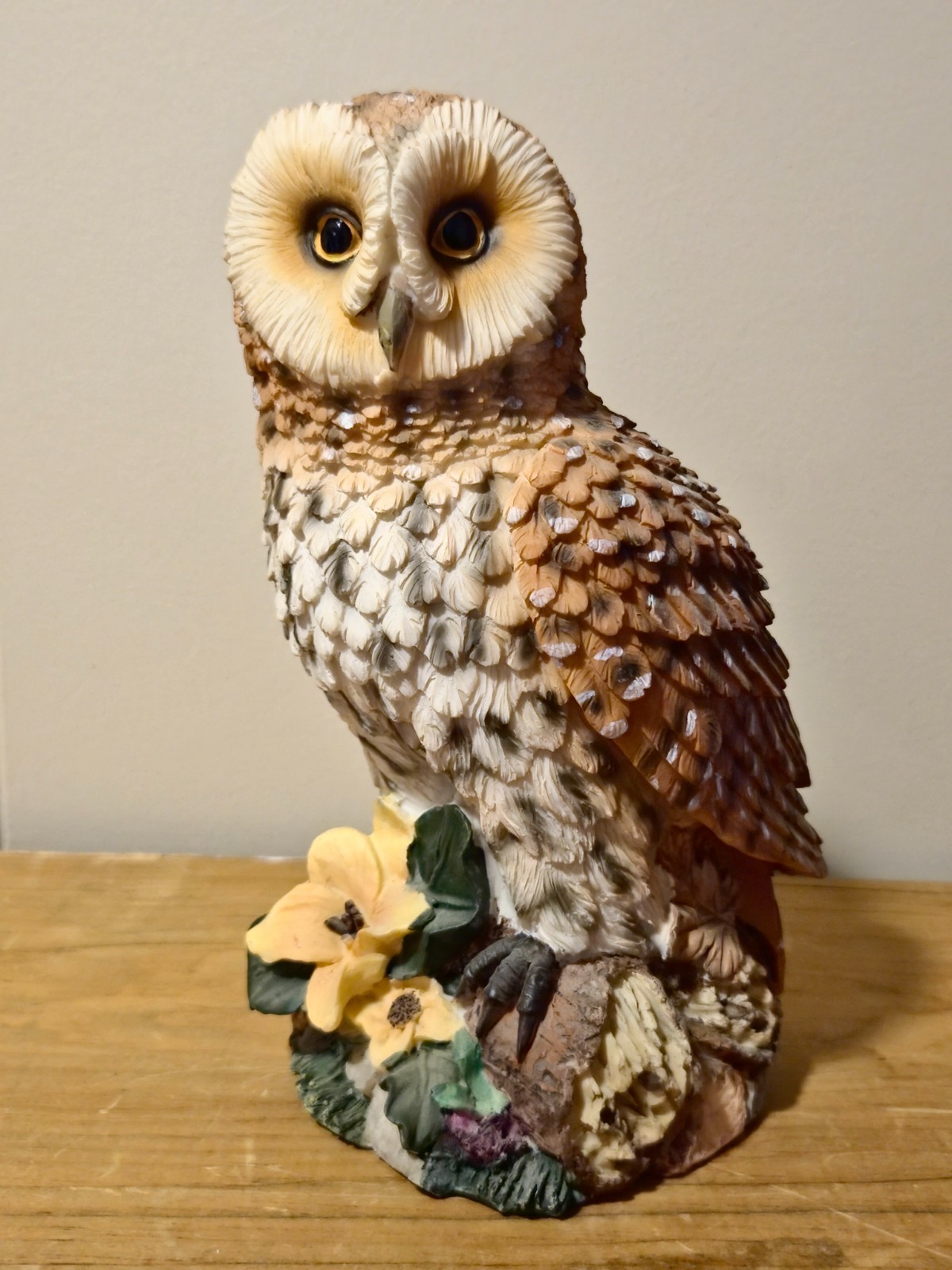 Set of 3 Resin Owl Figurines 12 in / 8 in