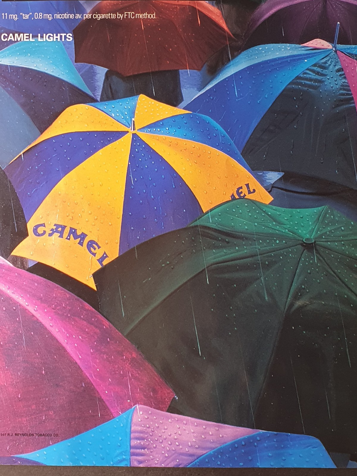 Camel Lights Joe Camel Umbrellas 1997 Original Print Ad Multicolor