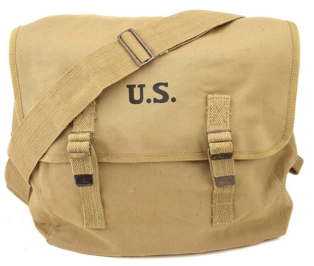U.S. WW2 M1936 Musette Bag with Shoulder strap Khaki marked JT&L 1942