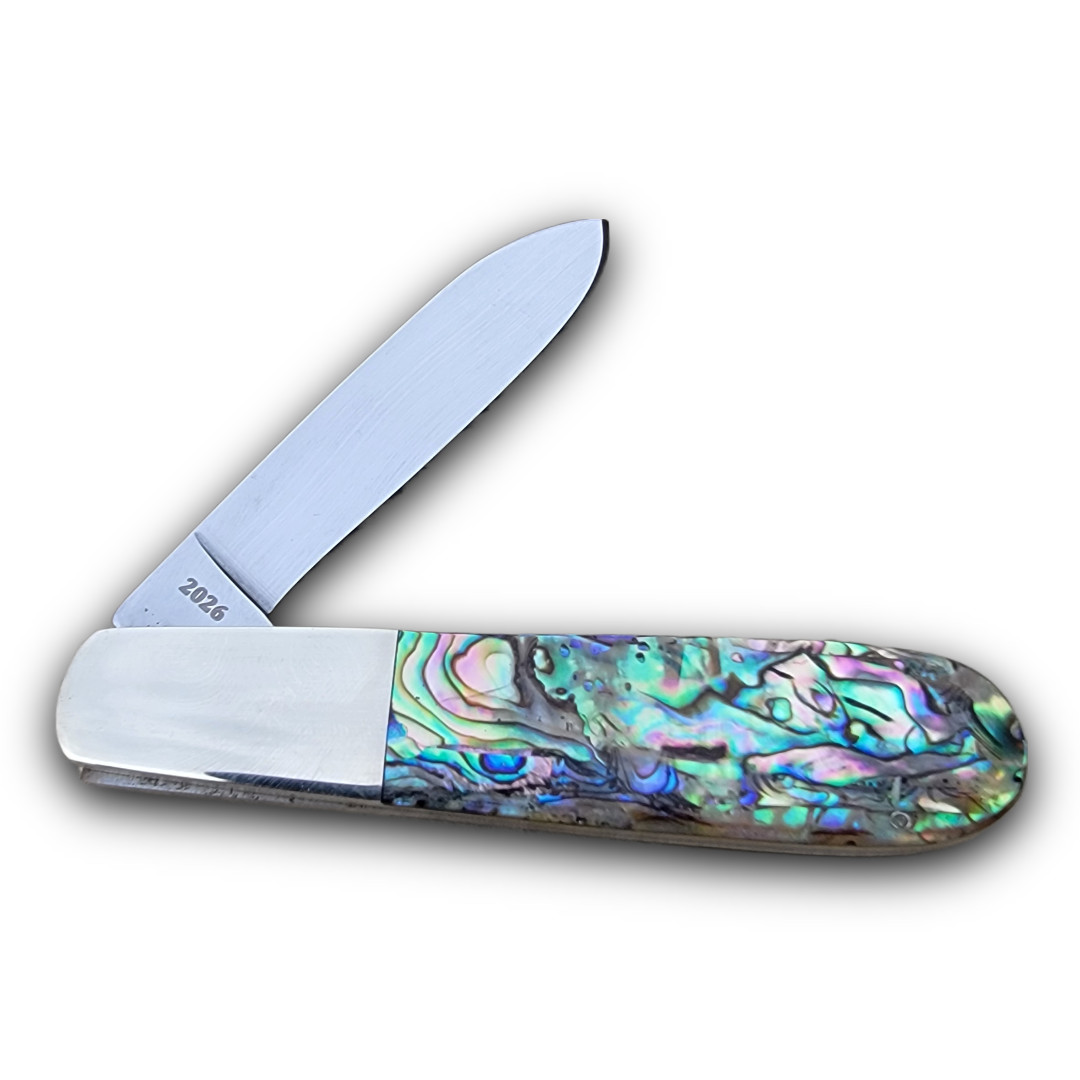 J.B.F. CHAMPLIN CUTLERY KNIVES USA 2026 ABALONE TEARDROP BARLOW KNIFE 50 MADE