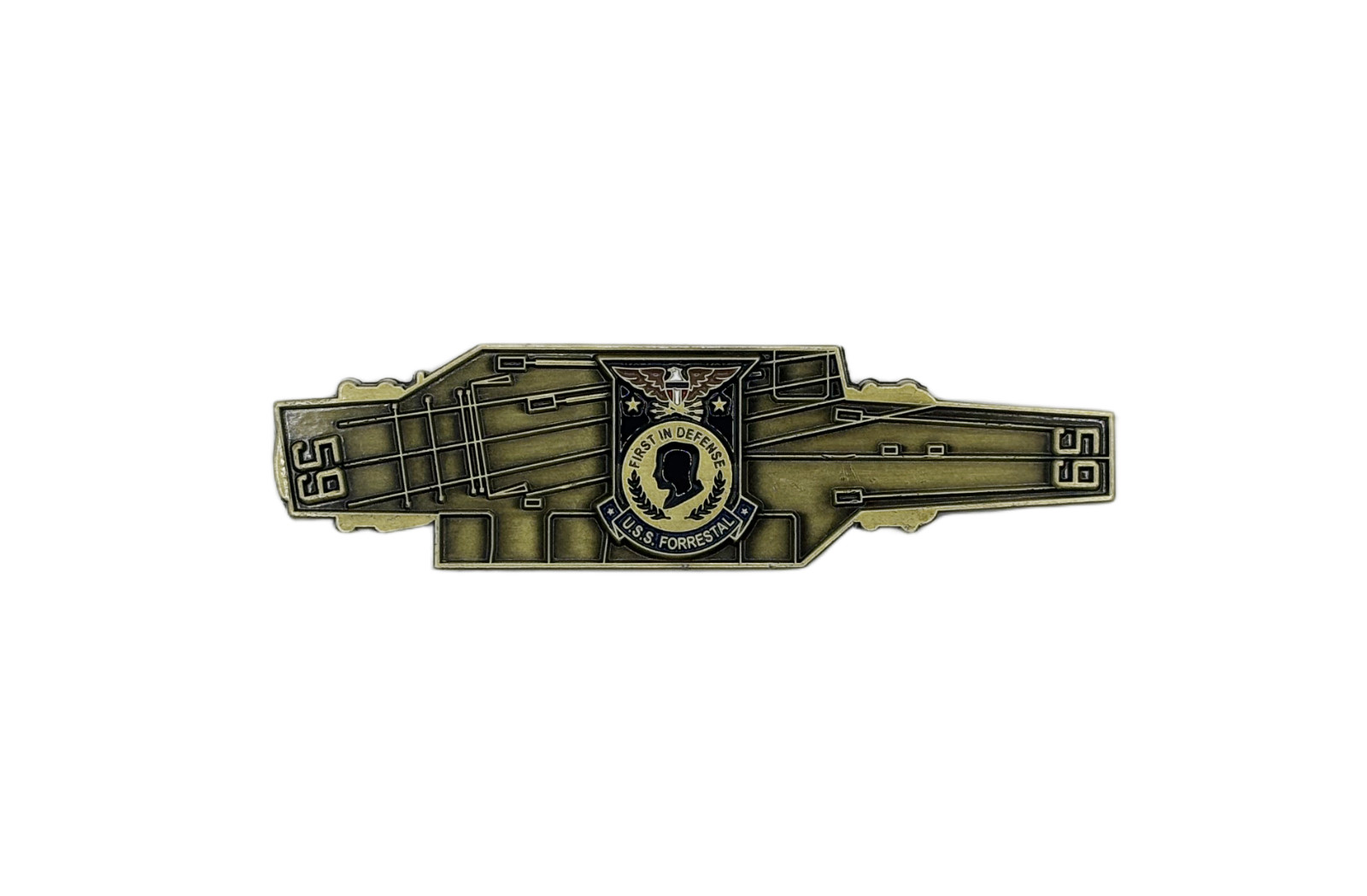 USS Forrestal CV-59 Carrier Shaped Challenge Coin | US Navy Veteran Gift