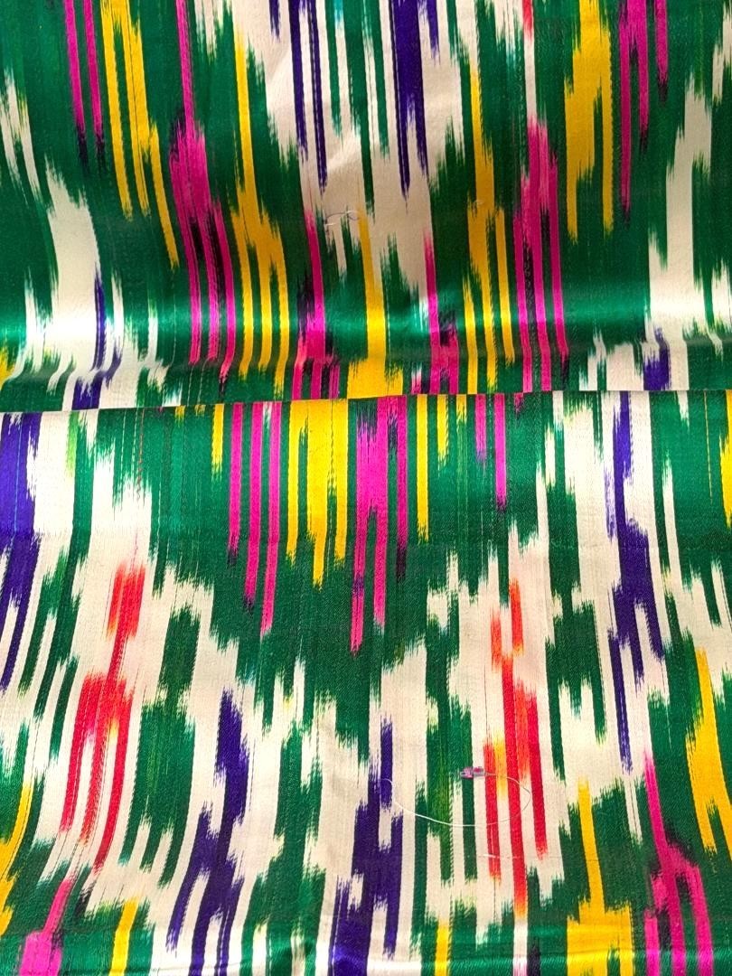 AUTHENTIC UZBEK KHAN ATLAS SILK BLEND FABRIC- TRADITIONAL FABRIC OF CENTRAL ASIA