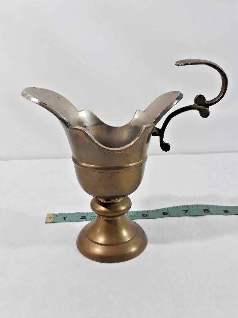 Vintage Brass Pedestal Pitcher Handle Spout Decor French