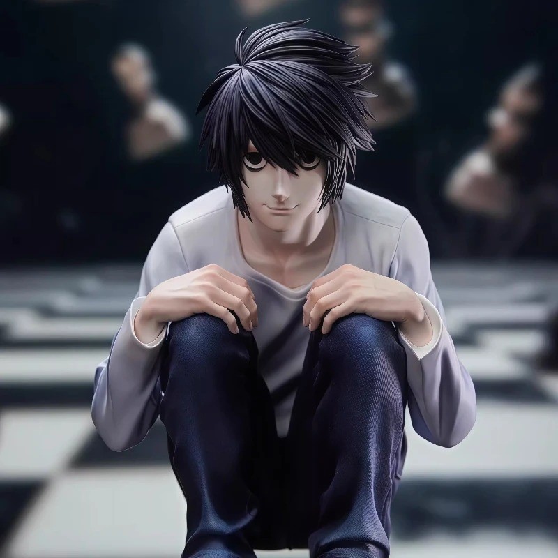 L Death Note Crouching PVC Anime Figure Statue Collectible Boxed 16cm