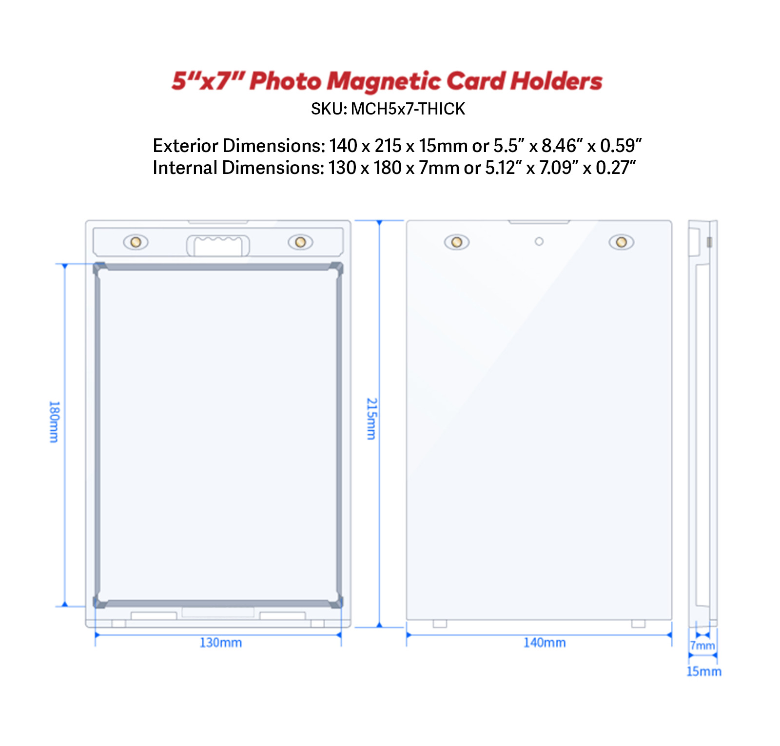 CF Magnetic Card Holder One Touch – 5″ x 7″ Sports 5×7 Post Card Photo Holder