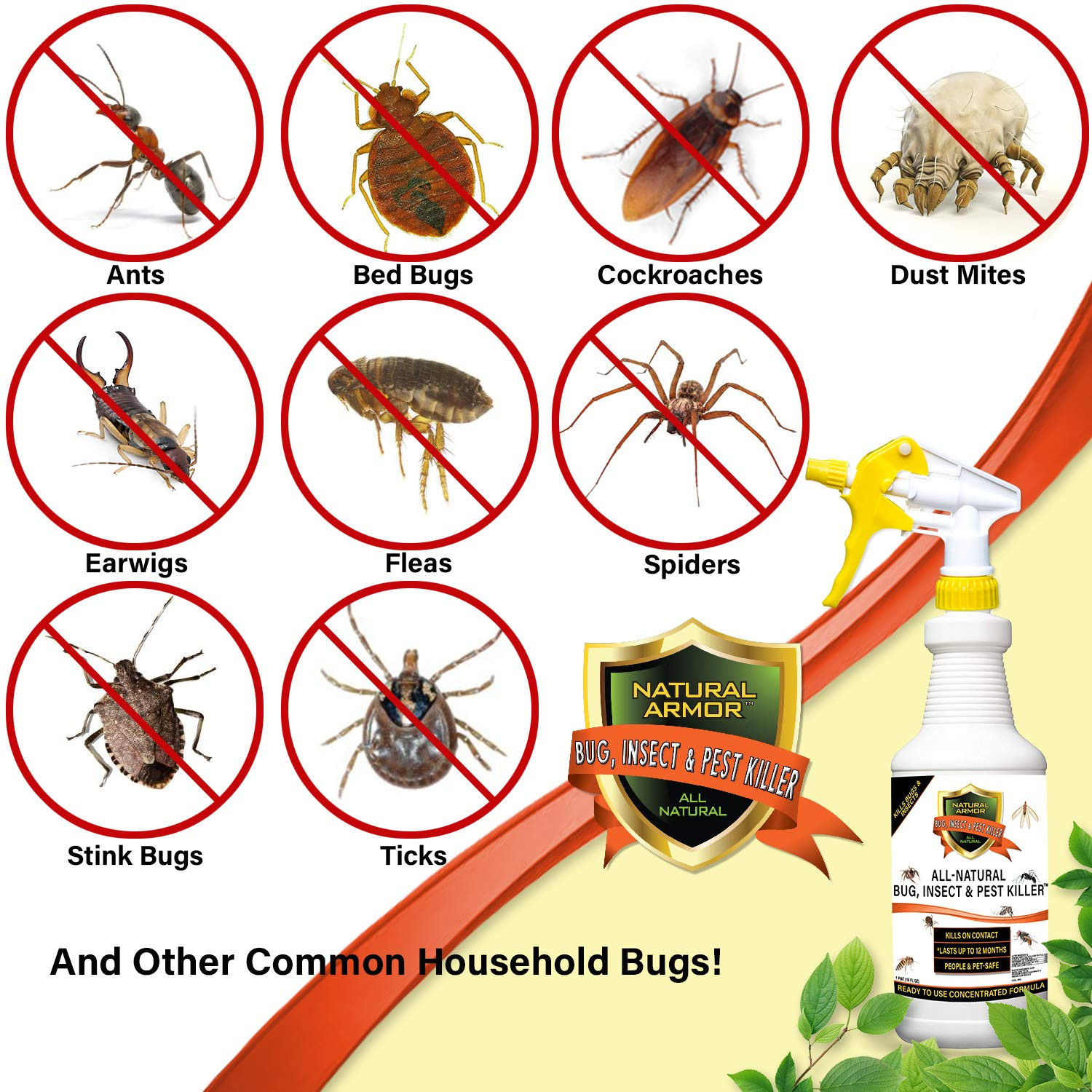 Natural Bug, Insect & Pest Killer & Control Including Fleas, Ticks, Ants, Spider