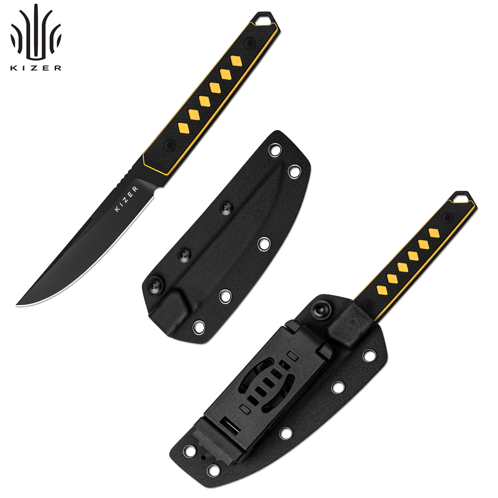 Kizer Kwaiken Standard Pocket Fixed Knife Nitro-V Blade G10 Handle With Sheath
