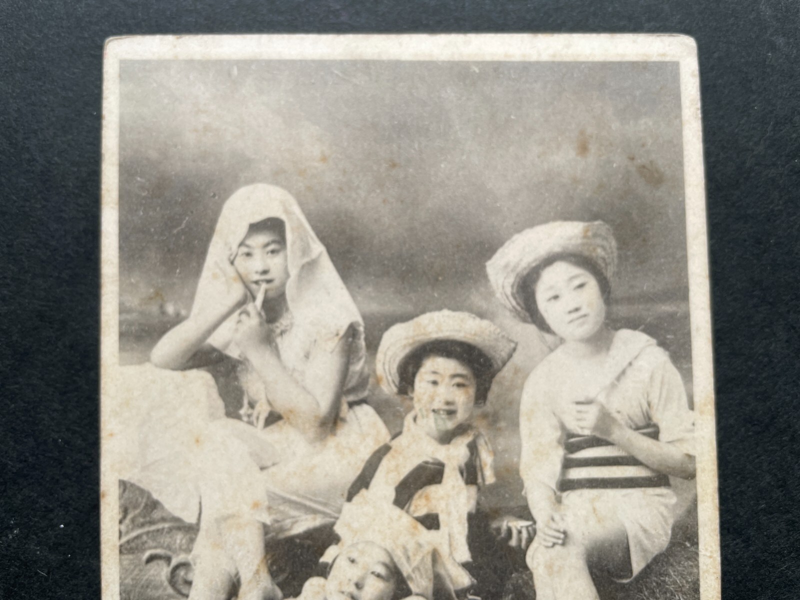 Japan 1910s Vintage Postcard Japanese Girls in Swimsuits posing Portrait
