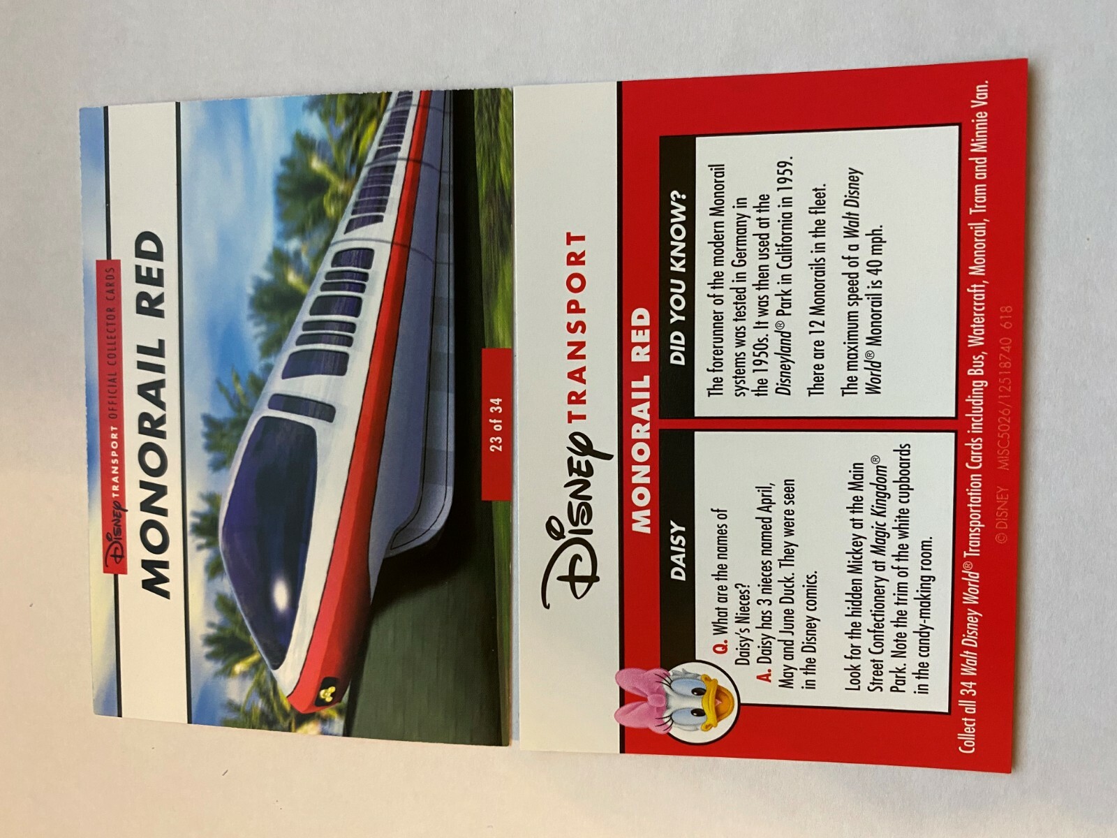 Walt Disney World Transport Official Collector Cards Monorail Red 23 of 34
