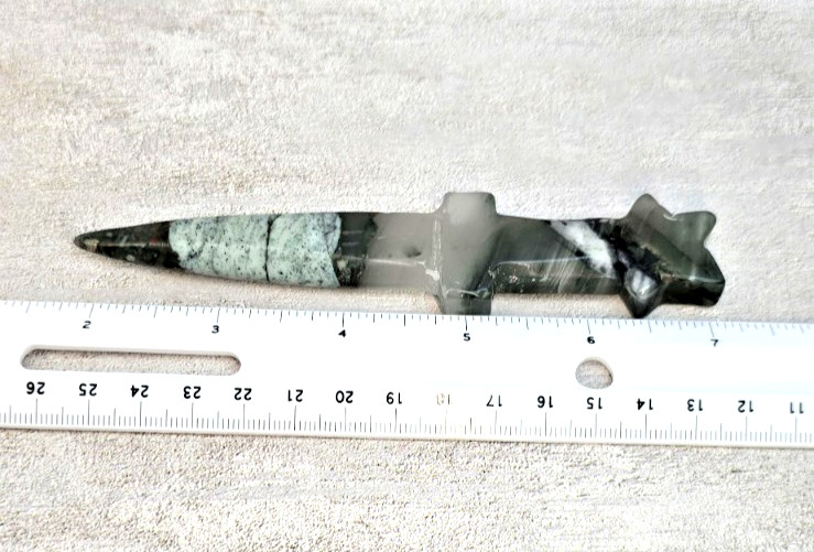 African Bloodstone Crystal Dagger Knife Carving 5 Inch Display