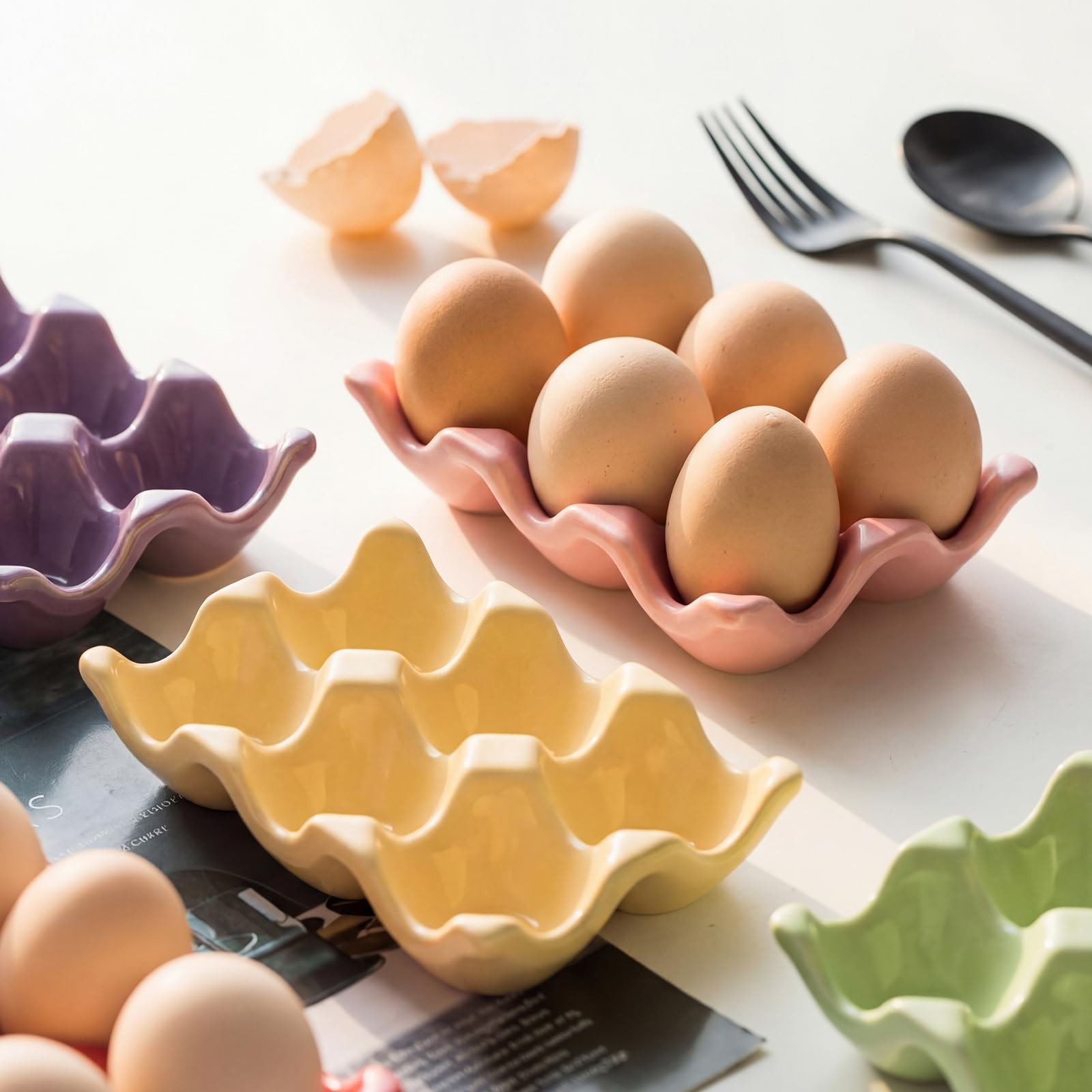 Chengu 8 Pack 6 Cups Egg Tray Holders 5.71 x 3.74 x 1.18 inches, Multicolor