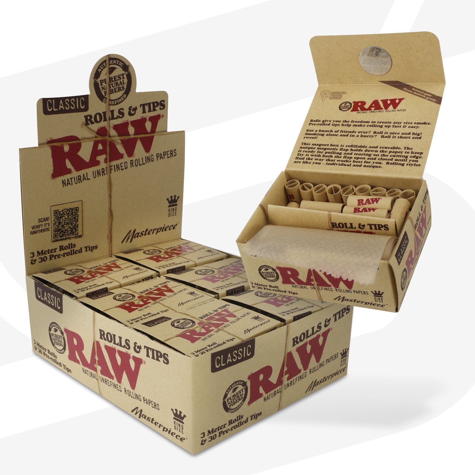 RAW Classic Masterpiece Rolls – 3 Meters, Full box 12 units