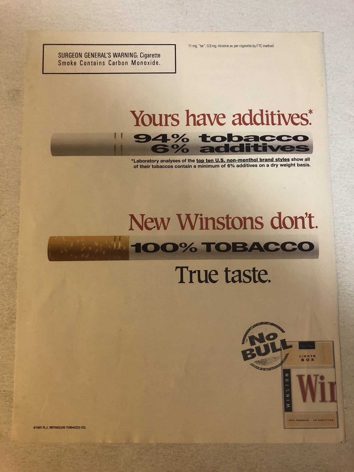 1997 Winston Cigarettes Vintage Print Ad Advertisement pa36