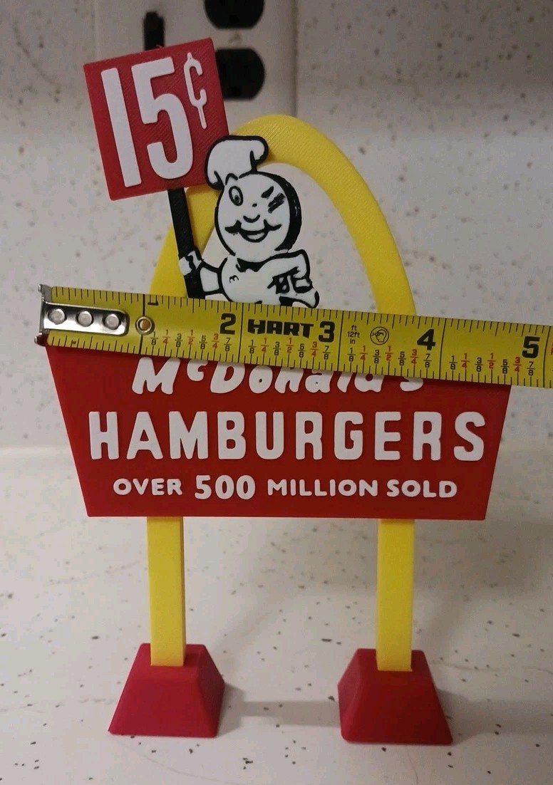 McDonalds *LEFT FACING* „SPEEDEE“ Sign. 3d Print Mini-Replica from the 50s-60s