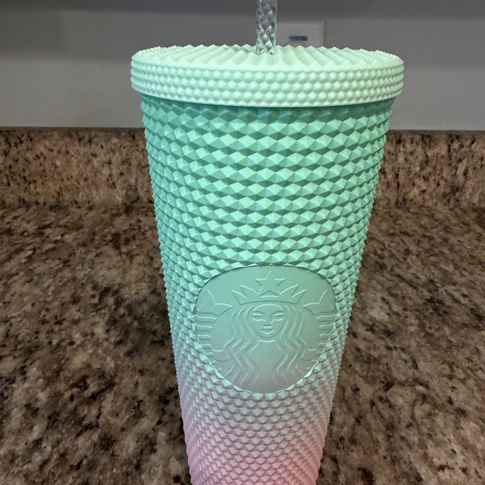 New Starbucks Limited Edition Watermelon Ombré Studded Cup Tumbler Pink Green