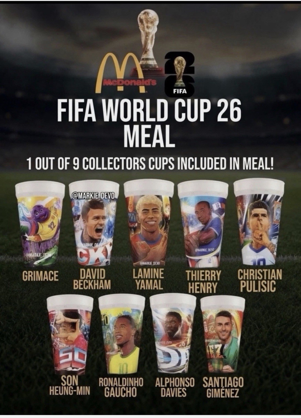 2026 McDonald’s Fifa World Cup Adult Happy Meal Cups Full Set Of 9 (opened)
