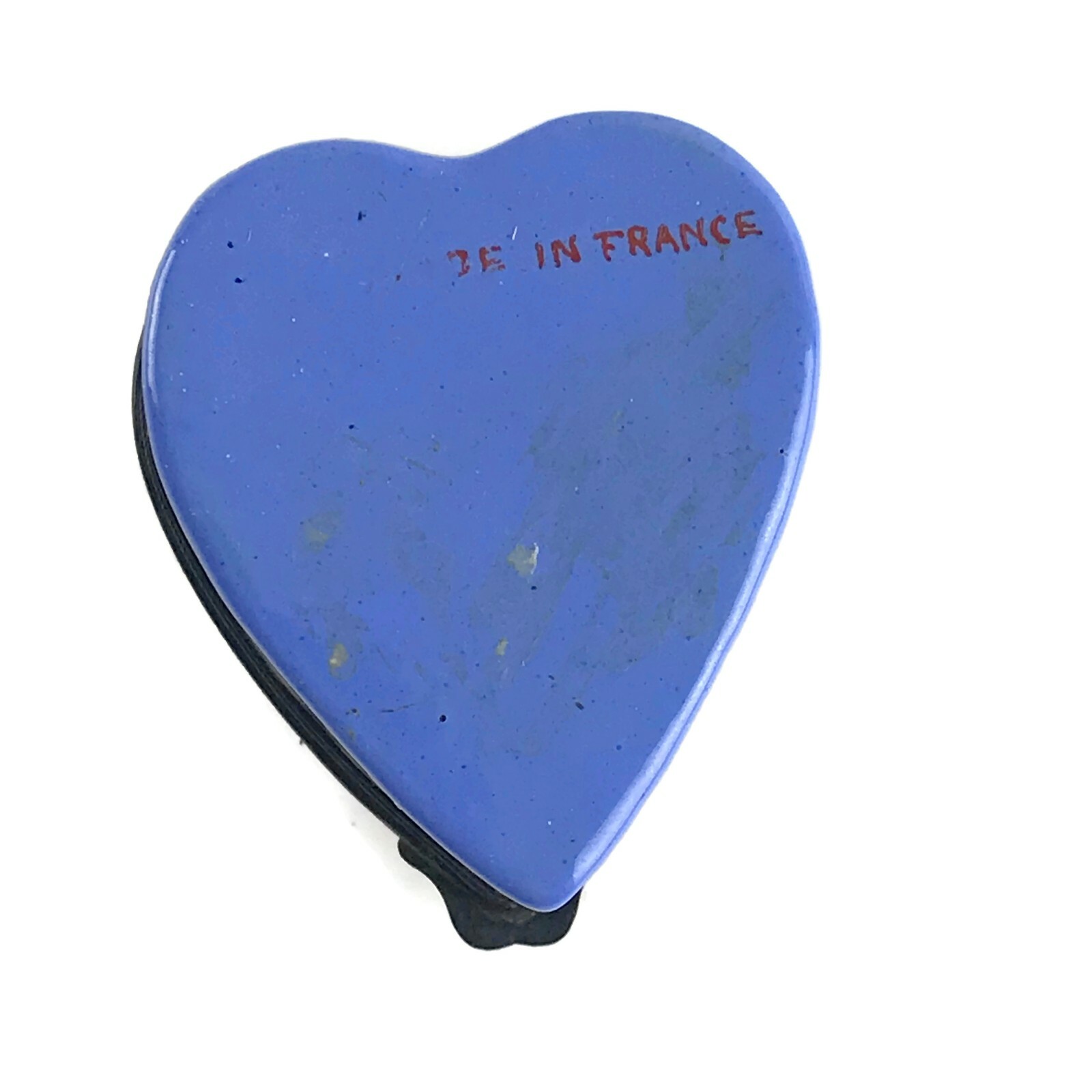 Vintage French Success To The Fleet Enamel Trinket Box Heart Shaped France 2″