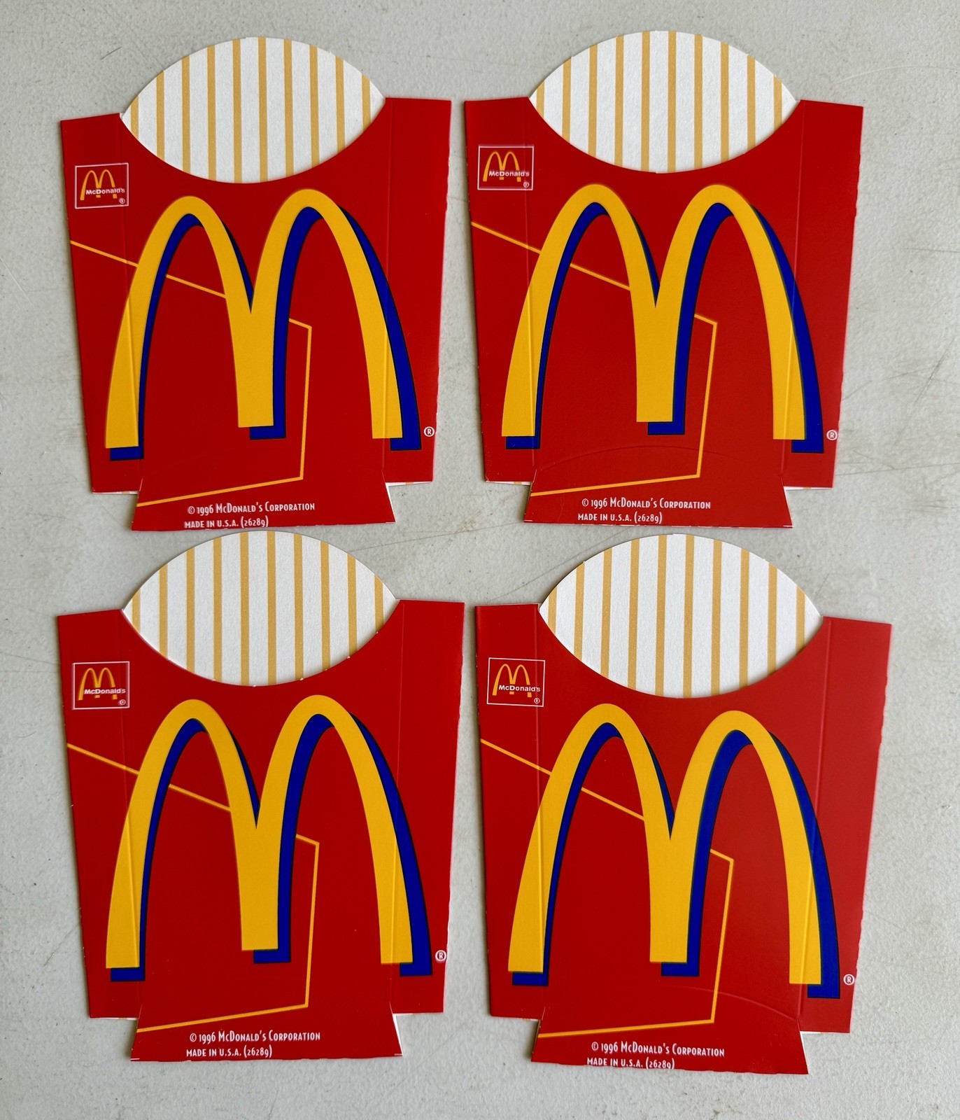 Lot of 4 McDonald’s French Fry Container Fries Holder Carton 1996 Unused NOS