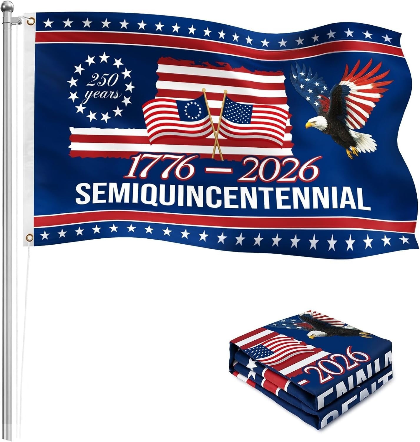 Double-Sided 3×5 Ft. American Flag – Perfect for 4th of July Celebrations