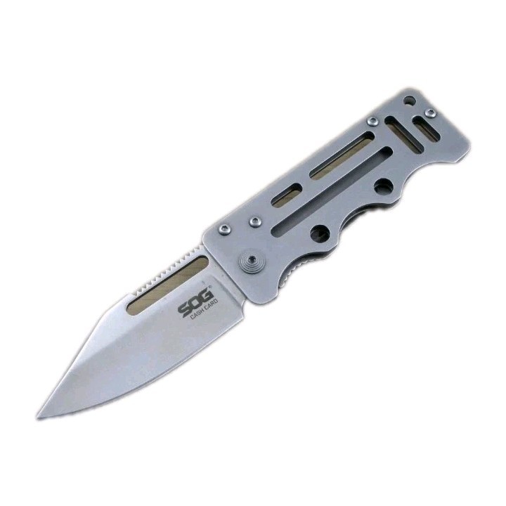 SOG Cash Card Folding Knife, Money Clip, Plain Edge, Stainless