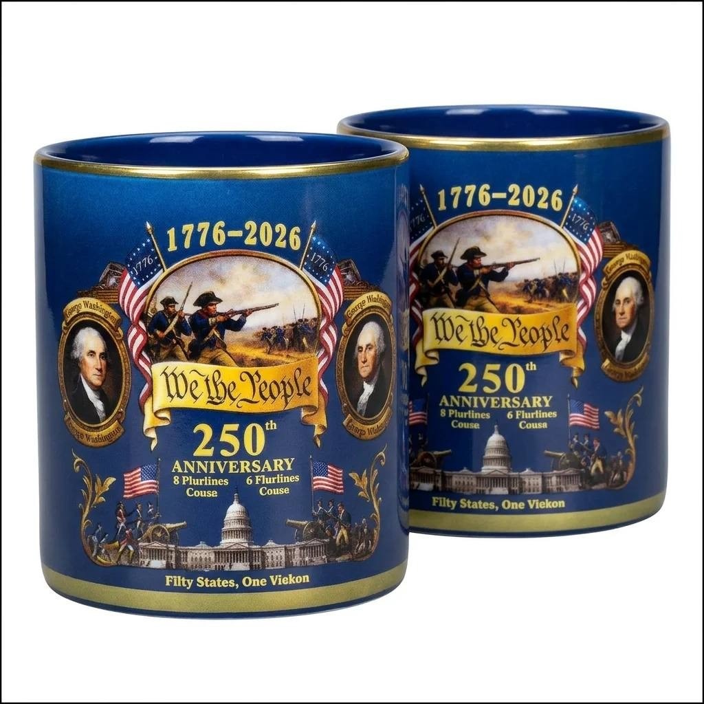 Lowball Glasses Set Unbranded We The People 1776-2026 Blue Gold 3 Inch