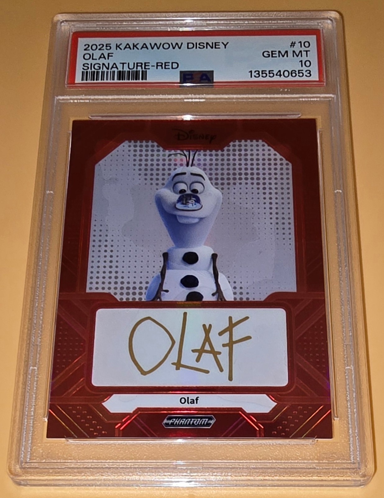 Olaf from Frozen PSA 10 Low Pop 1 Signature Red #d 2025 Kakawow Disney Phantom