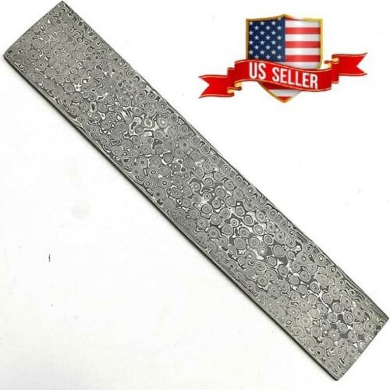 10″HANDMADE DAMASCUS STEEL BILLET/BAR ANNEALED MAKING SUPPLY RAINDROP PATTERN