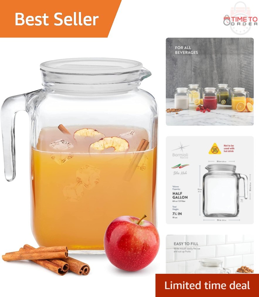Glass Pitcher 68oz Hermetic Seal Lid Spout for Juice Iced Tea Milk Store