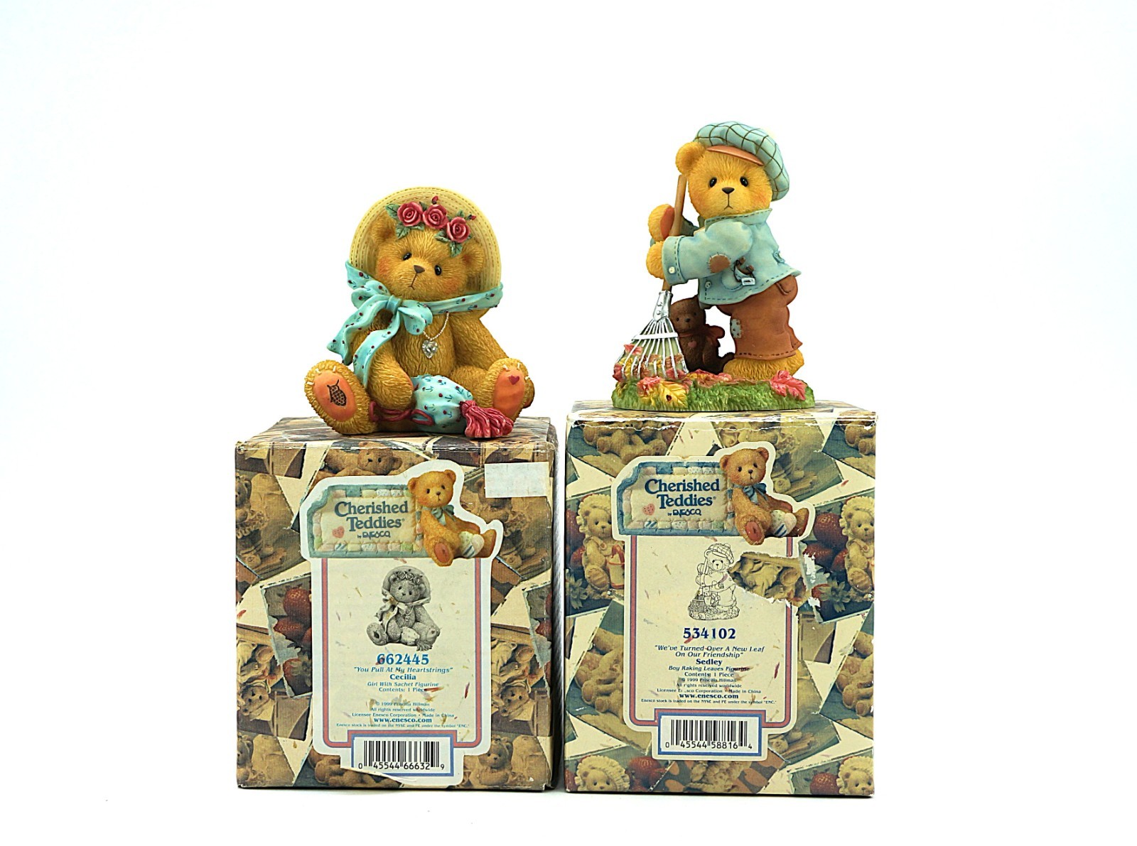 Cherished Teddies Sedley & Cecilia 1999 Figurines 2pc Vintage Set